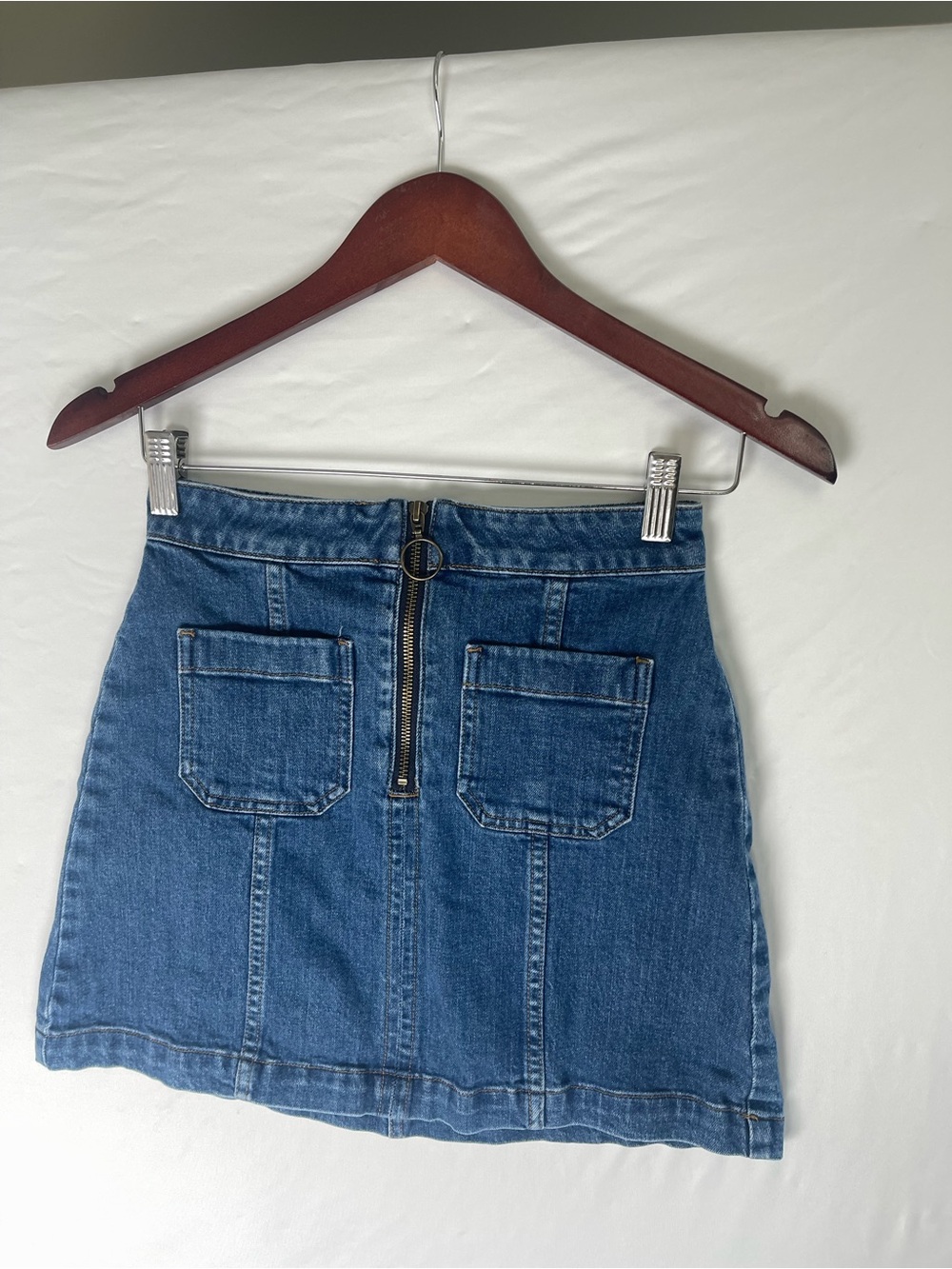 Madewell Blue Denim Mini Skirt with Front Zip
